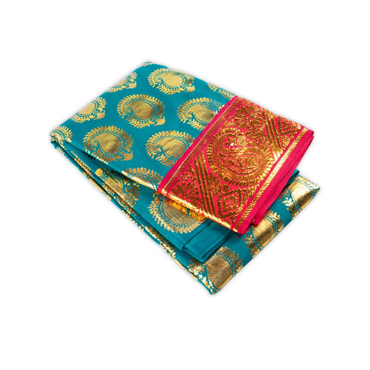 Amman Saree - 5 Mtr | Satin Devi Dress/ Mango Design Mata Rani Poshak/ Amman Pattu Saree for Deity - Devi Dress