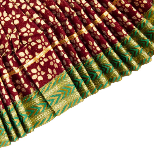 Amman Pavadai - 6 x 16 Inches | Satin with Jari Border Mata Dress/ Devi Vastra/ Mata Poshak for Deity - Devi Dress