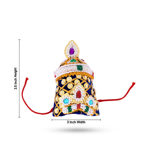 Moti Crown - Plain - 3.5 Inch | Velvet Kireedam/ Mukut/ Kiritam for Deity/ Assorted Design and Colour - Head & Face Accessories