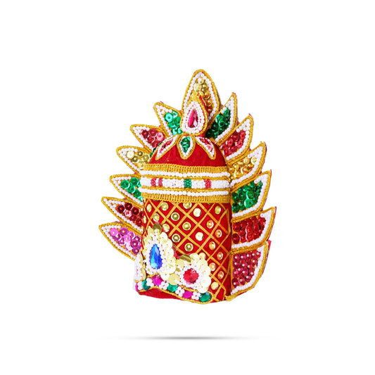Crown - 8.5 x 12 Inches | Sudar Design Kireedam/ Pearl Kiridam/ Velvet Mukut for Deity - Head & Face Accessories