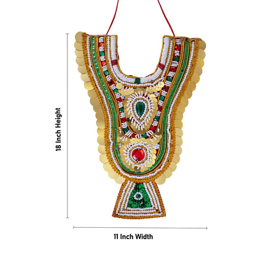 Muthangi - 18 x 11 Inches | Pearl With Stone Design Necklace/ Artificial Jewelry for Deity - Neck & Body Accessories