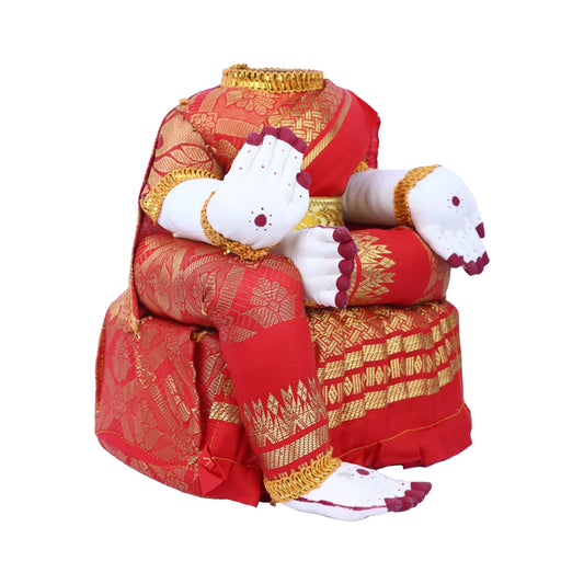 Amman Stand - 9 x 5 Inches | Varalakshmi Decor/ Wooden Ammavari Idol without Face for Deity Decor - Neck & Body Accessories