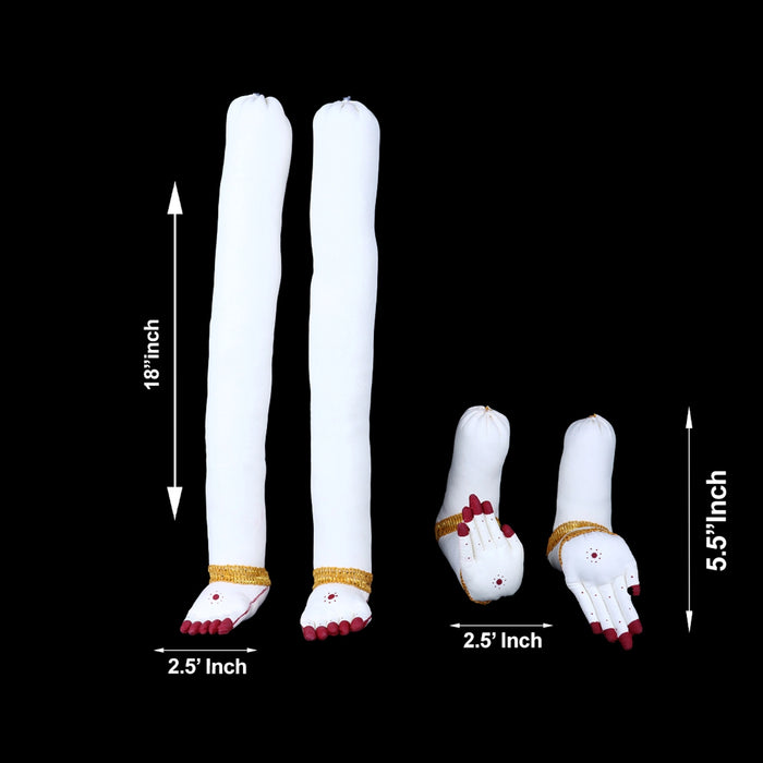 Amman Hands & Legs Set - 18 x 2.5 Inches | Cloth Hastham Patham/ Laxmi Hand & Leg for Deity