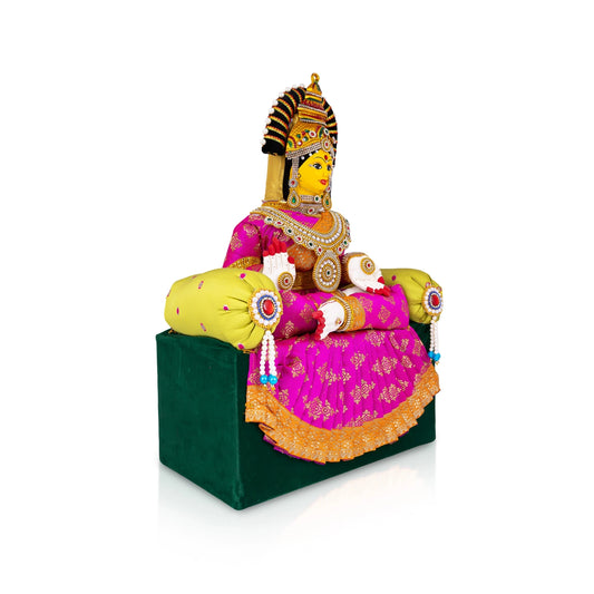 Varalakshmi Ammavari Idol With Simhasanam - 20 X 12 Inches | Varalakshmi Stand With Face For Varalakshmi Décor - Neck & Body Accessories