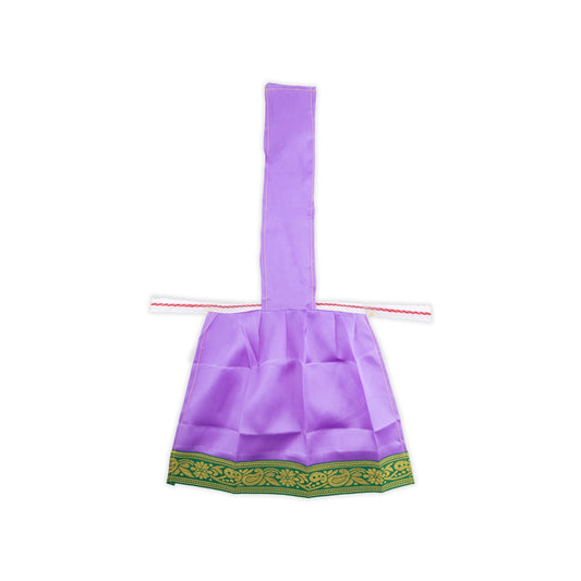 Devi Dress With Thavani - 9 X 11 Inches | Satin Mata Rani Poshak/ Jari Border Design Amman Pavadai For Deity - Devi Dress