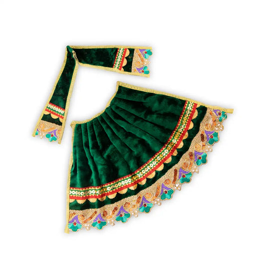 Amman Pavadai - 7 x 12 Inches | Velvet Mata Dress/ Devi Vastra/ Mata Poshak for Deity/ Assorted Colour - Devi Dress