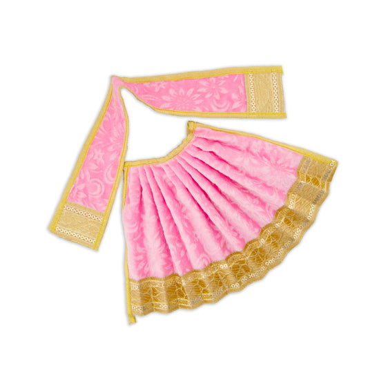 Amman Pavadai - 7 x 13 Inches | Velvet with Jari Border Lehenga Patka/ Mata Dress for Deity/ Assorted Colour - Devi Dress