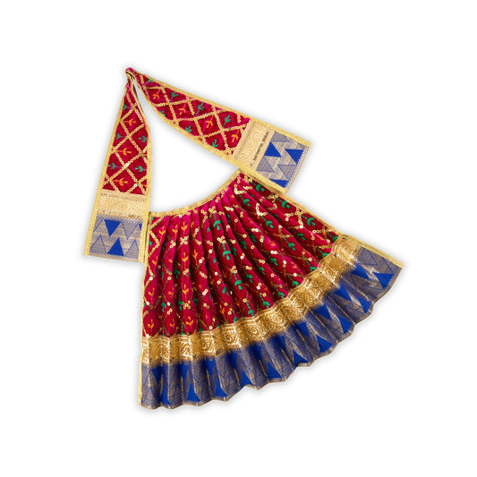 Amman Pavadai - 12 x 16 Inches | Lehenga Patka/ Velvet & Jari Border Mata Poshak/ Devi Vastra for Deity/ Assorted Colour - Devi Dress