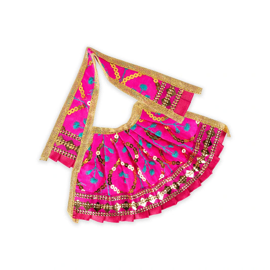Devi Dress - 4 x 8 Inches | Embroidery Design Mata Rani Poshak/ Mata Dress/ Amman Pavadai for Deity - Deity Jewellery & Vastra