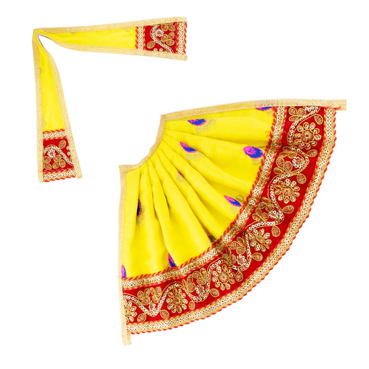Devi Dress - 6 x 10.5 Inches | Mata Rani Poshak/ Embroidery Design Amman Pavadai for Deity Decor - Devi Dress