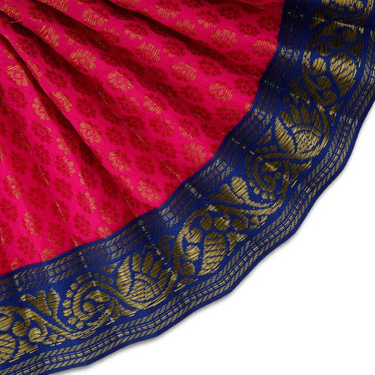 Amman Pavadai - 5 Inches | Lehenga Patka/ Satin with Jari Border Devi Poshak/ Mata Dress for Deity Decor - Devi Dress