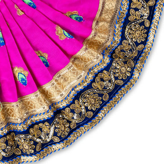 Devi Dress - 9 x 13 Inches | Gold Colour Embroidery Border Mata Rani Poshak/ Mata Dress for Deity - Devi Dress