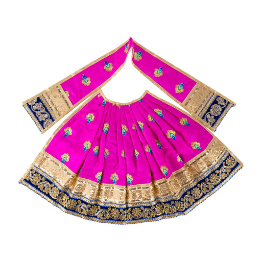 Devi Dress - 12 x 24 Inches | Mata Rani Poshak/ Gold Colour Embroidery Border Mata Dress for Deity - Devi Dress
