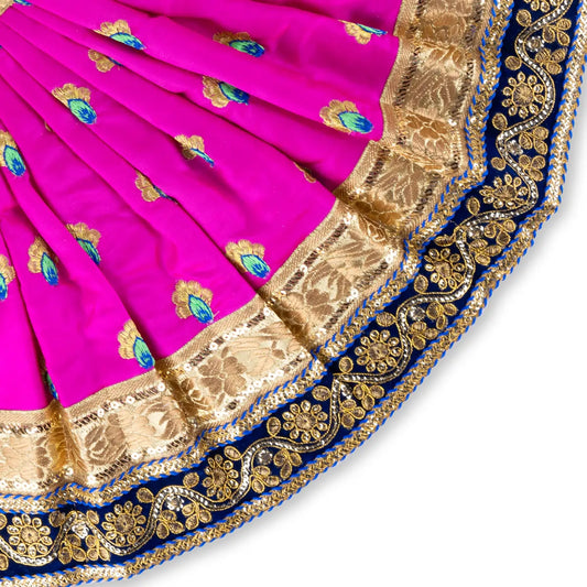 Devi Dress - 12 x 24 Inches | Mata Rani Poshak/ Gold Colour Embroidery Border Mata Dress for Deity - Devi Dress
