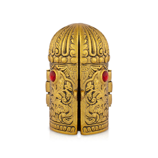 Laxmi Ganesh Saraswati Murti With Closing Type Box - 5 x 7 Inches | Metal & Gold Polish Laxmi Ganesh Saraswati Idol - Gold Polish Murties