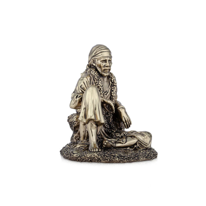 Saibaba Statue - 4 x 3.25 Inches | Saibaba Sitting Idol/ Brass Idol/ Sai Baba Vigraham for Pooja/ 280 Gms Approx