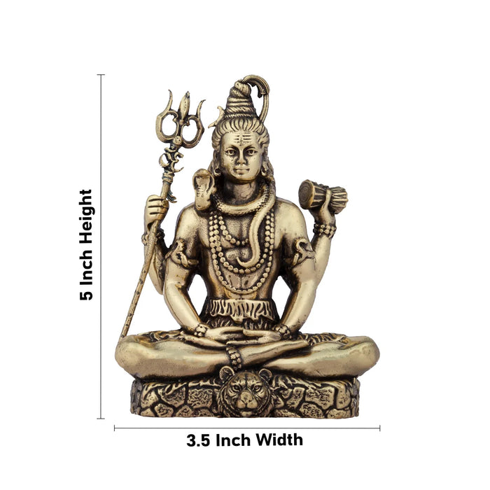 Shivan Statue - 5 x 3.5 Inches | Sitting Shiva Murti/ Brass Idol/ 330 Gms Approx