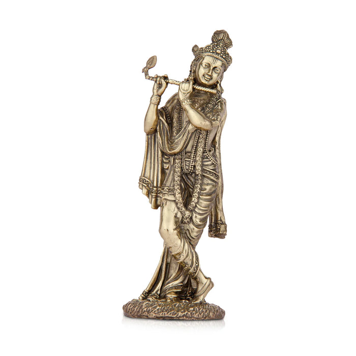 Krishnan Statue - 6 x 1.5 Inches | Brass idol/ Krishna Flute Statue for Pooja/ 230 Gms Approx