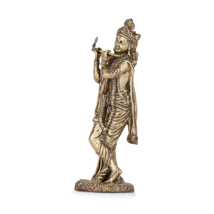 Krishnan Statue - 6 x 1.5 Inches | Brass idol/ Krishna Flute Statue for Pooja/ 230 Gms Approx