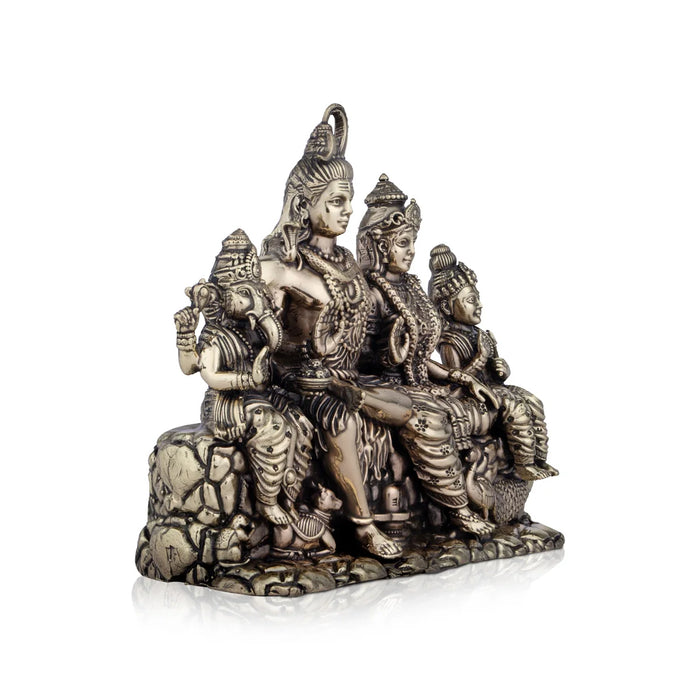 Shiv Family Murti - 4 x 4.5 Inches | Brass Idol/ Shiv Parivar Murti for Pooja/ 455 Gms Approx