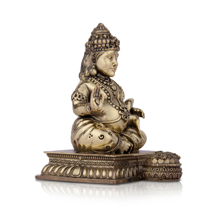 Kubera Statue - 4 x 2 Inches | Kuber Murti/ Brass Idol/ Kuberan Idol for Pooja/ 205 Gms Approx