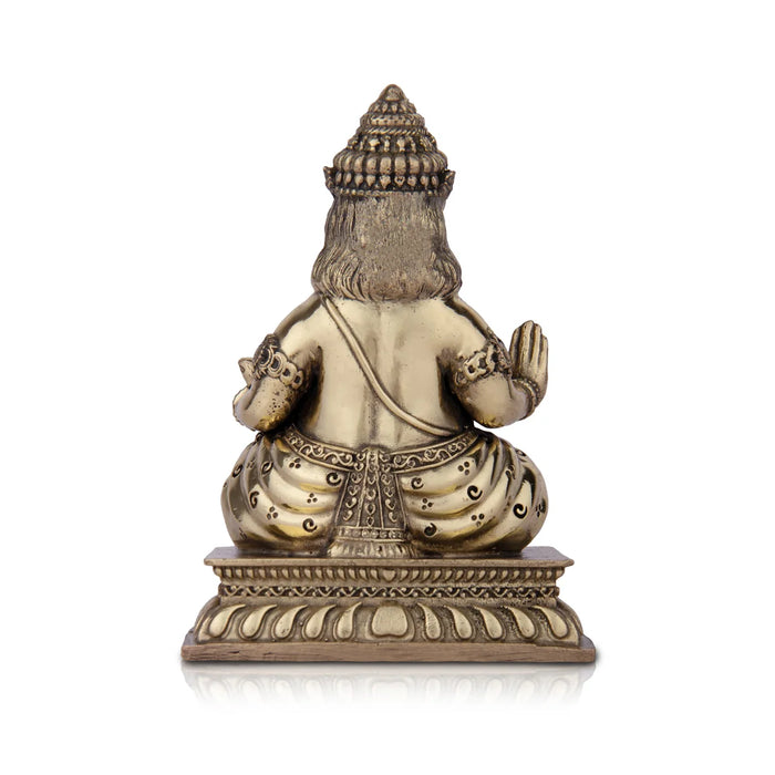 Kubera Statue - 4 x 2 Inches | Kuber Murti/ Brass Idol/ Kuberan Idol for Pooja/ 205 Gms Approx