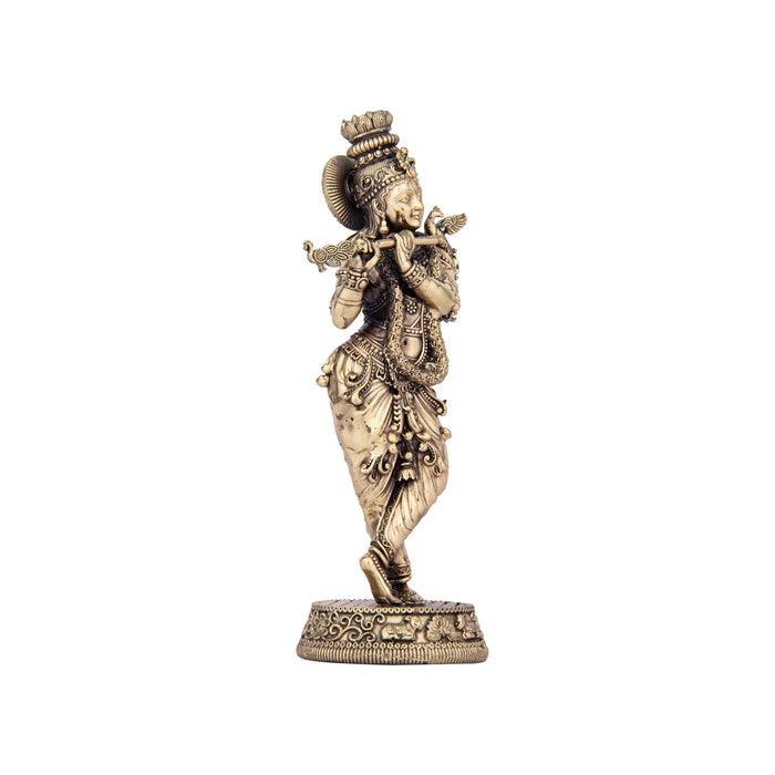 Krishnan Statue - 6 x 2.75 Inches | Brass idol/ Krishna Flute Statue for Pooja/ 245 Gms Approx