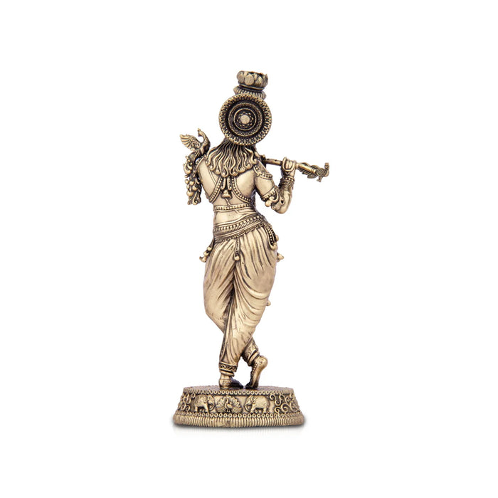 Krishnan Statue - 6 x 2.75 Inches | Brass idol/ Krishna Flute Statue for Pooja/ 245 Gms Approx
