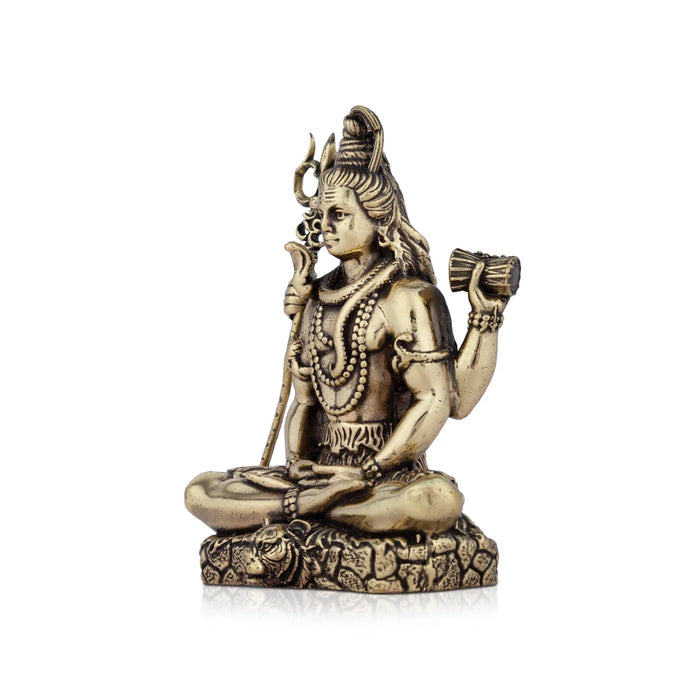 Shivan Statue - 4 x 2.25 Inches |Sitting Shiv Statue/ Brass Idol for Pooja/ 180 Gms