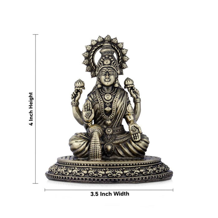 Maha Laxmi Statue - 4 x 3.5 Inches | Sitting Laxmi Statue/ Brass Idol for Pooja/ 240 Gms Approx