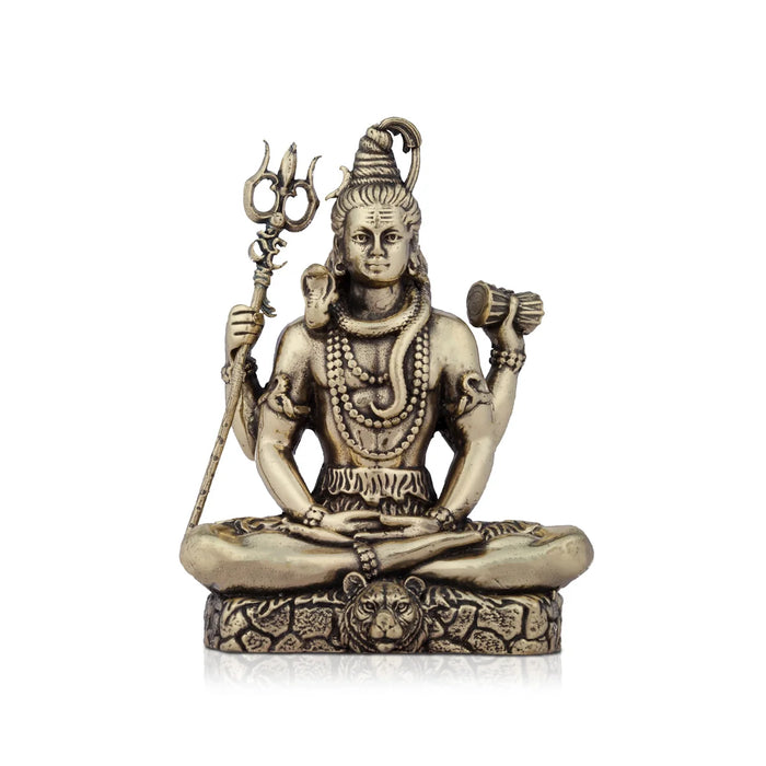 Shivan Statue - 3 x 2 Inches |Sitting Shiva Statue/ Brass Idol for Pooja/ 95 Gms Approx