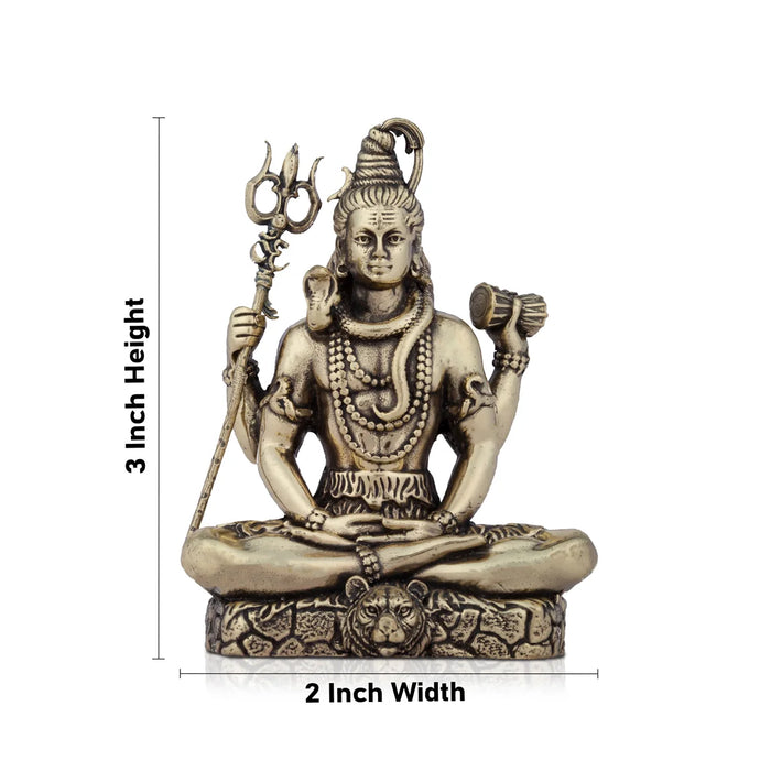 Shivan Statue - 3 x 2 Inches |Sitting Shiva Statue/ Brass Idol for Pooja/ 95 Gms Approx
