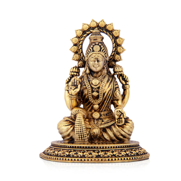 Laxmi Devi Statue - 2.75 x 2 Inches | Sitting Laxmi Statue/ Brass Idol/ Maha Laxmi Idol for Pooja/ 75 Gms Approx