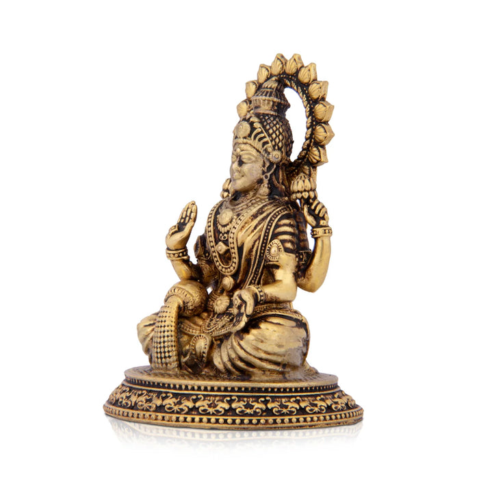Laxmi Devi Statue - 2.75 x 2 Inches | Sitting Laxmi Statue/ Brass Idol/ Maha Laxmi Idol for Pooja/ 75 Gms Approx