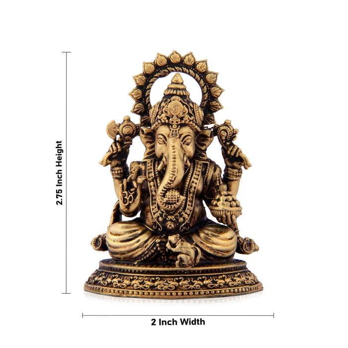 Ganesh Statue - 2.75 x 2 Inches | Brass Vinayaka Idol / Ganesh Idol for Pooja/ 95 Gms Approx