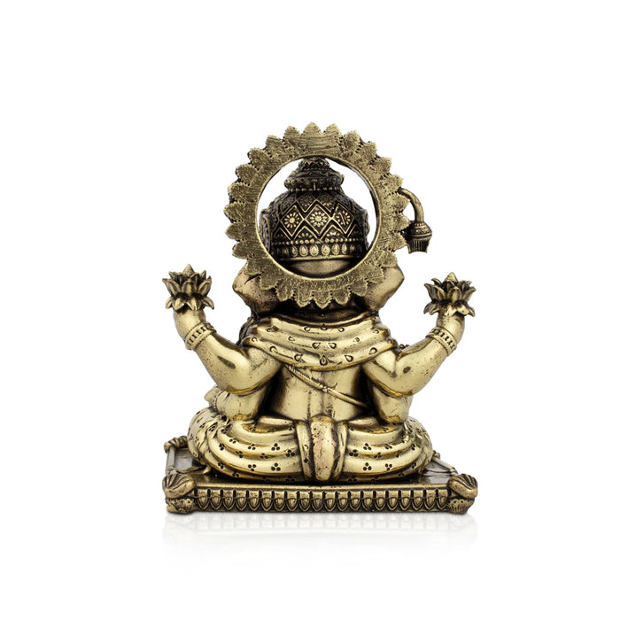 Ganesh Murti - 4 x 3 Inches | Brass Idol / Ganesh Statue Sitting for Pooja/ 340 Gms Approx
