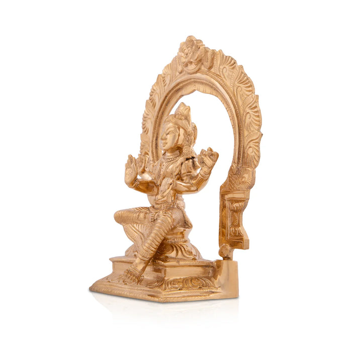Bala Tripura Sundari Idol with Arch - 6.5 x 5 Inches | Panchaloha Idol/ Balambigai Statue for Pooja/ 960 Gms Approx