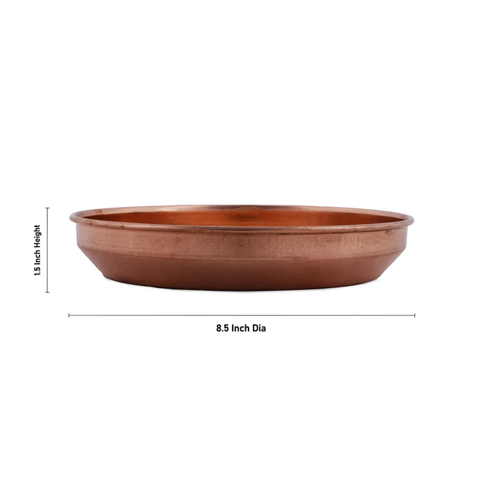 Copper Plate - 8.5 Inches | Pooja Plate/ Hariwana Plate for Home/ 250 Gms Approx