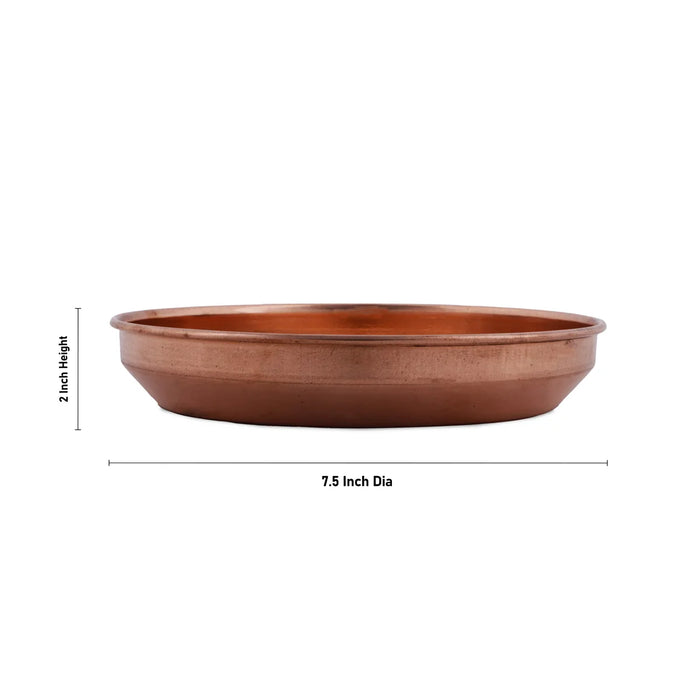 Copper Plate - 2 x 7.5 Inches | Pooja Plate/ Hariwana Plate for Home/ 210 Gms Approx