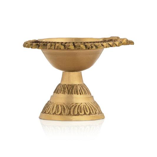 Lakshmi Kubera Vilakku With Base - 2 x 3 Inches | Brass Lamp/ Laxmi Kubera Deepam for Pooja/ 120 Gms Approx - Kuber Deep