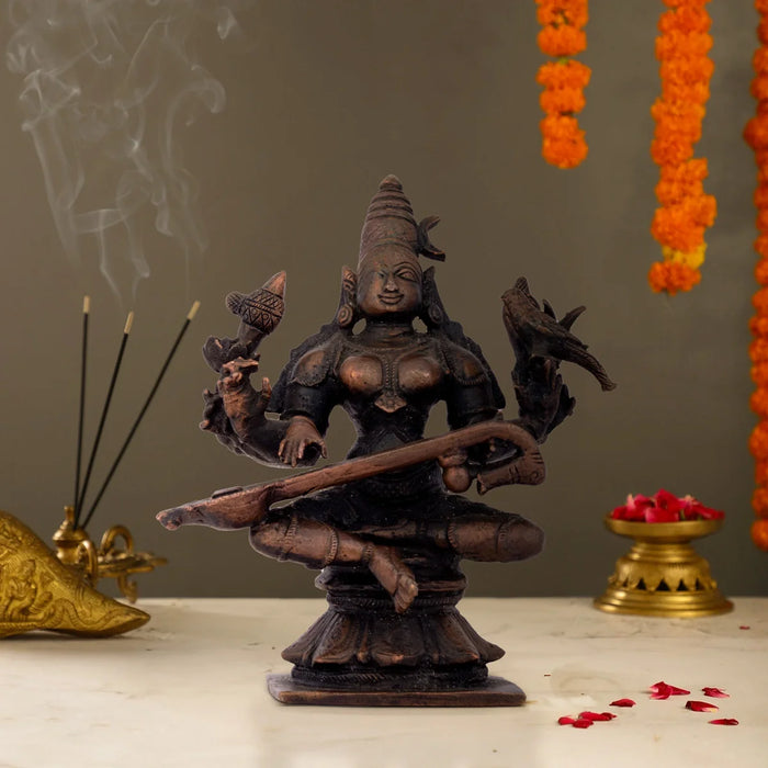 Raja Matangi Statue - 4.5 x 2.5 Inches | Copper Idol/ Copper Matangi Murti for Pooja/ 520 Gms Approx