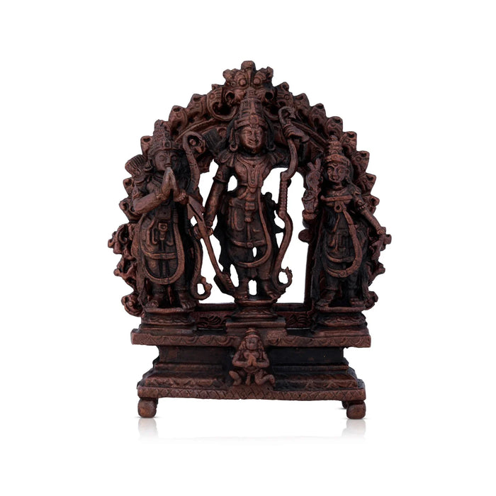 Ram Darbar Murti - 3 x 2.5 Inches | Copper Idol/ Shri Ram Darbar Murti Idol for Pooja/ 140 Gms Approx