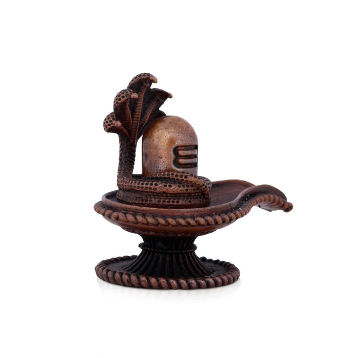 Shivling Nag Statue - 2.3 x 2.5 Inches | Copper Idol/ Shivling with Sheshnag for Pooja/ 128 Gms Approx