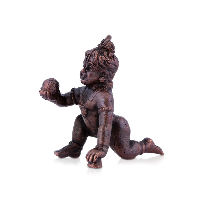 Crawling Krishnan Statue - 1.5 x 1.25 Inches | Copper Idol/ Crawling Krishna Idol for Pooja/ 25 Gms Approx