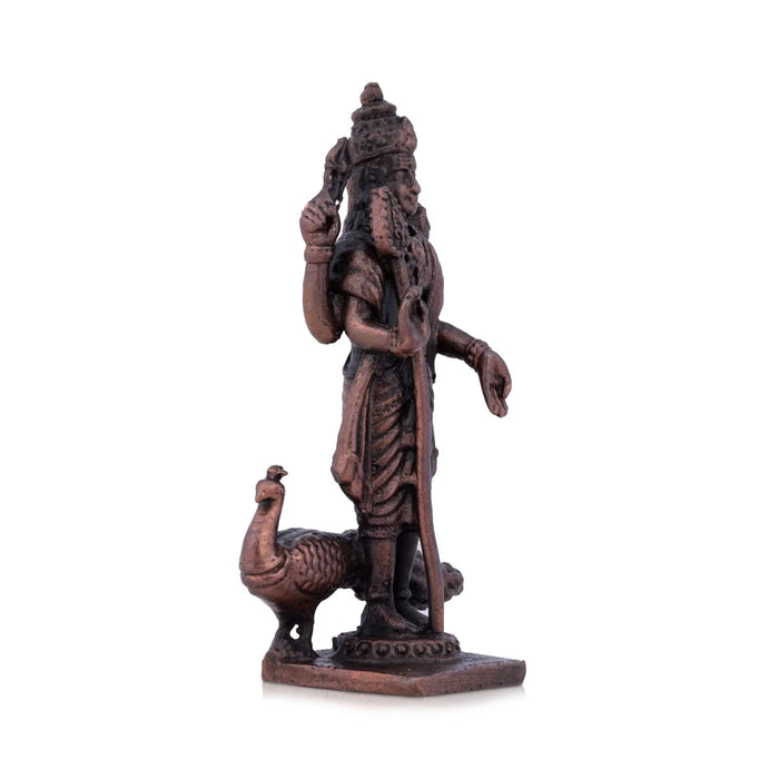 Mayil Murugan Statue - 2.75 x 1.5 Inches | Copper Idol/ Peacock Murugar Idol for Pooja/ 85 Gms Approx