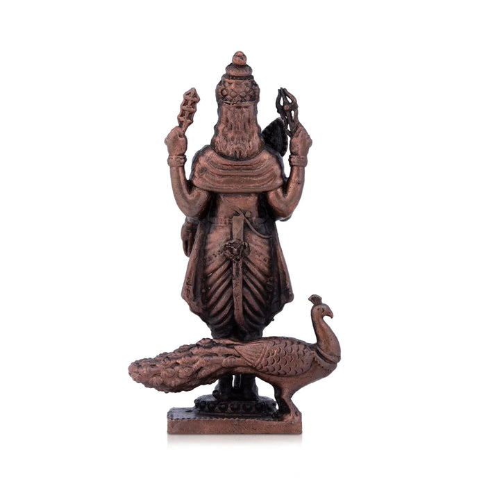 Mayil Murugan Statue - 2.75 x 1.5 Inches | Copper Idol/ Peacock Murugar Idol for Pooja/ 85 Gms Approx