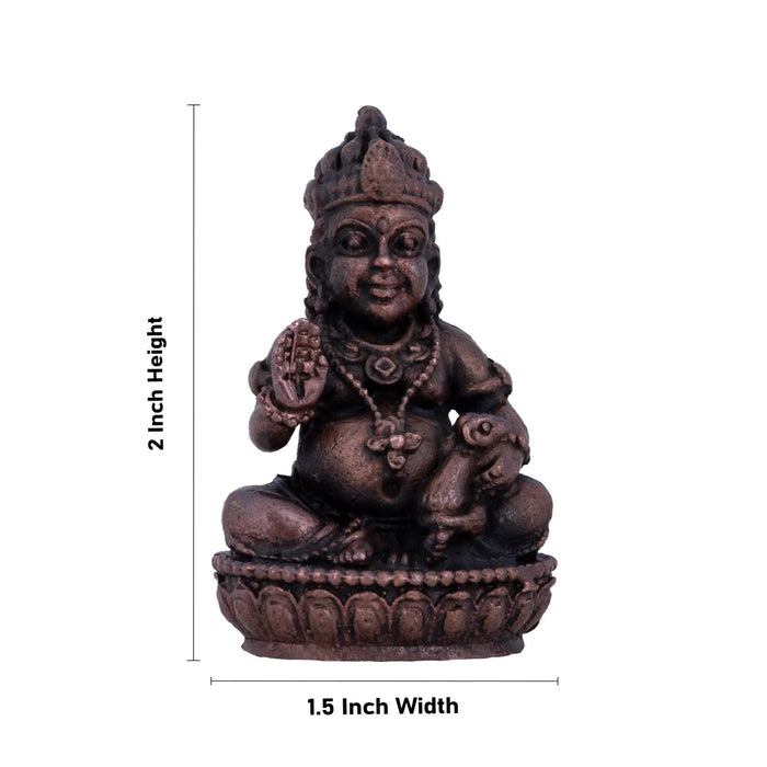 Kubera Statue - 2 x 1.5 Inches | Kuber Murti/ Copper Idol/ Kuberan Idol for Pooja/ 95 Gms Approx