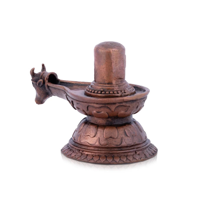 Shivling Statue – 2.5 x 2.5 Inches | Copper Idol/ Shivling Statue With Avudaiyar Nandi Face for Pooja/ 210 Gms Approx