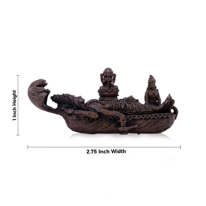 Sri Ranganathar with Lakshmi Statue - 1 x 2.75 Inches | Copper Idol for Pooja/ 65 Gms Approx