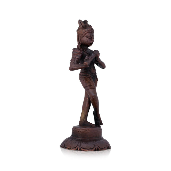 Krishnan Statue - 4 x 1.5 Inches | Copper idol/ Krishna Idol for Pooja/ 170 Gms Approx